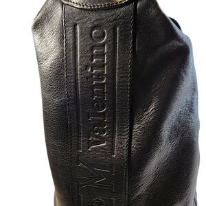 Marco Valentino Black Leather Bucket Bag Large Shoulder Bag